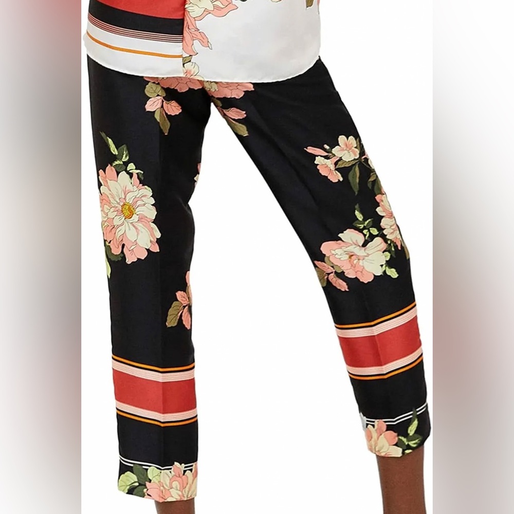 Zara Floral Striped Pants S